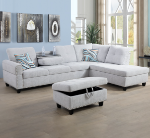 Belmont Grey White Sectional Sofa