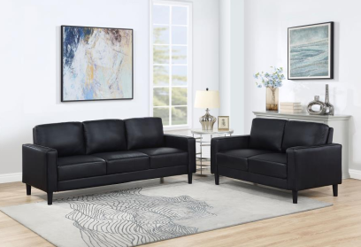 Hudson Black Sofa & Loveseat Set
