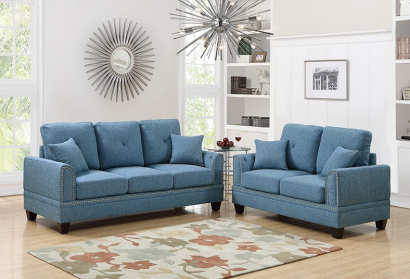 Jet Blue Sofa & Loveseat