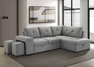 Luna Grey Sleeper Storage Sectional Sofa