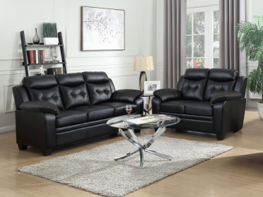 Trendy Black Sofa & Loveseat